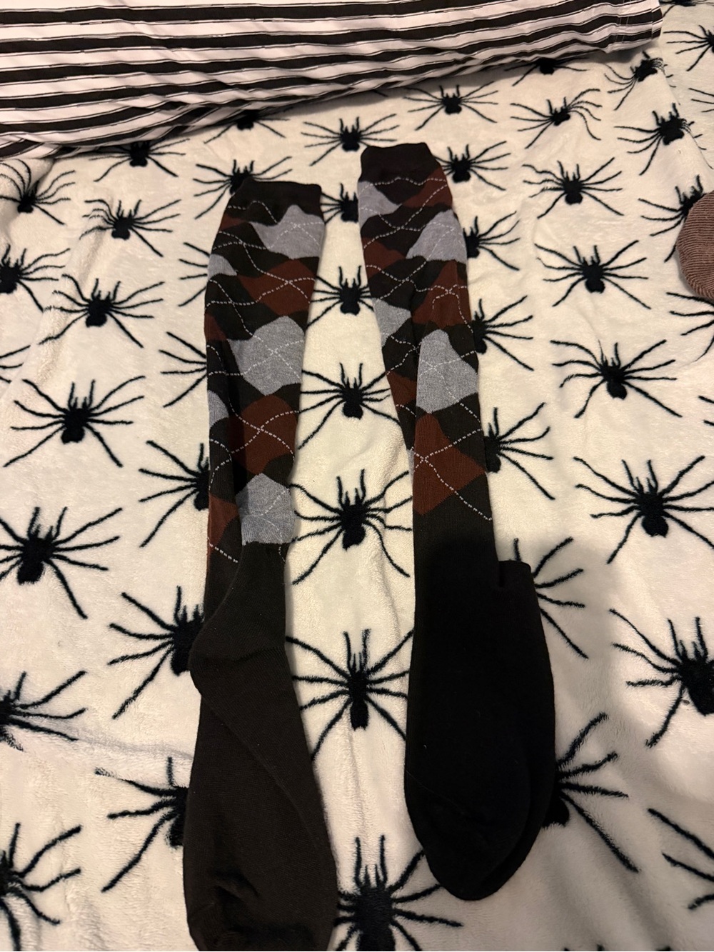 SHEIN Brown and Gray Argyle Knee-High Socks
